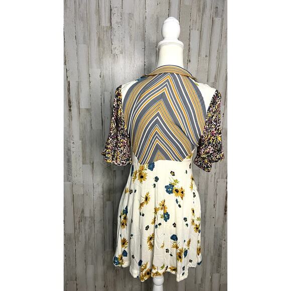 Free People Women's Size 6 Multicolor Mix it Up Print Retro A-Line Mini Dress - Picture 5 of 7